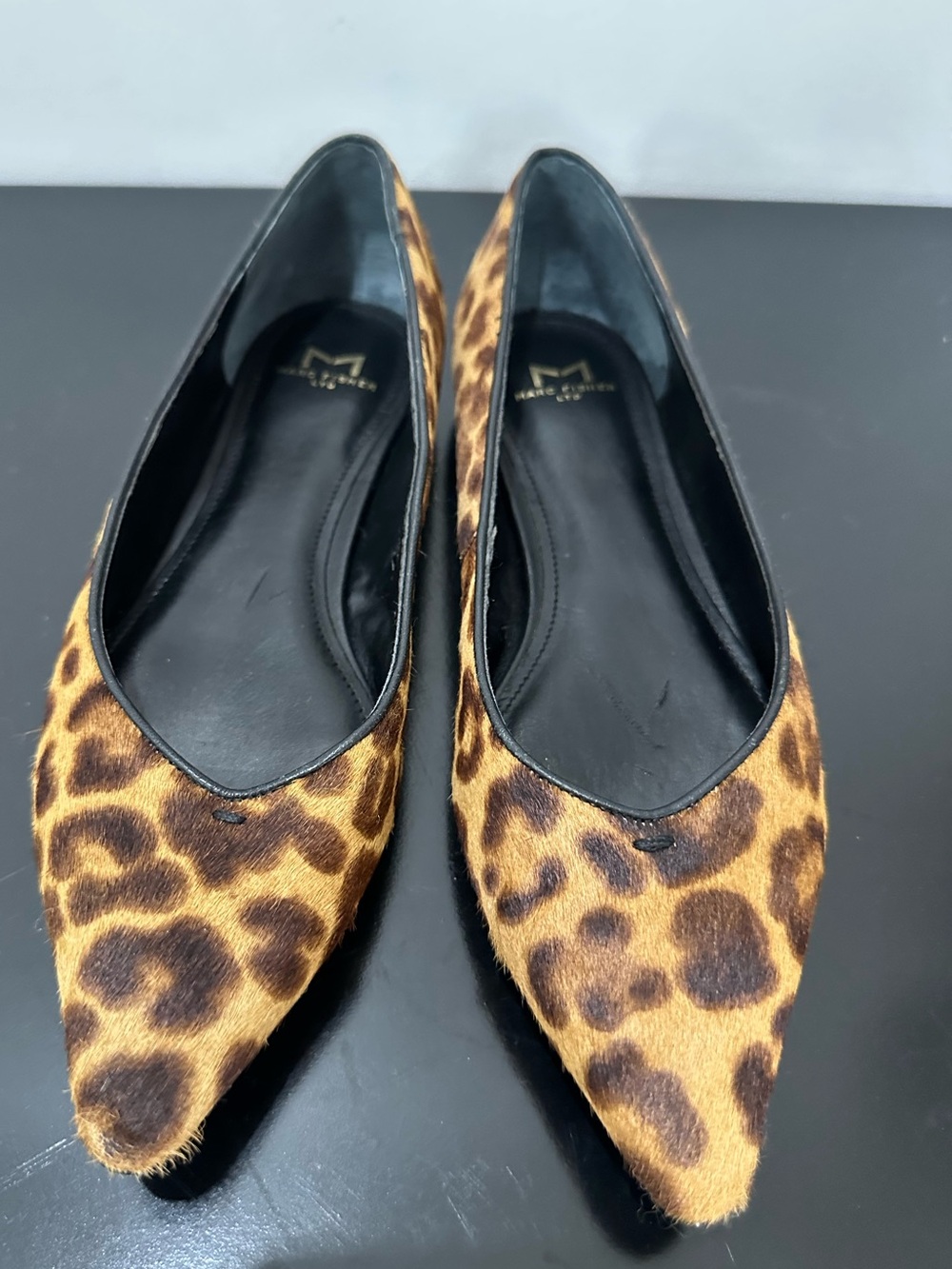 Marc Fisher Leopard-Print Pointed-Toe Flats - Brown & Black